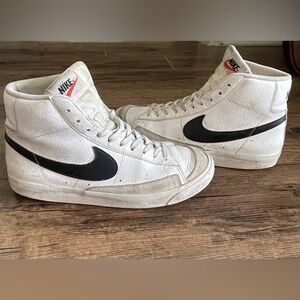 Nike White and Black High-Top Sneakers blazer 7Y
